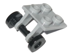 Plate, Modified 2 x 2 Thin with Plane Single Wheel Holder and Black Wheel Skateboard / Trolley 2415 / 2496, Light Bluish Gray (2415c05)