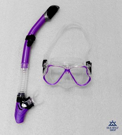 Маска для дайвинга с трубкой СВВ комплект фиолетовый