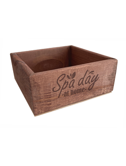 Ящик из натурального дерева окрашенный с гравировкой "Spa day at home ", (разные размеры), 20*20*9 см.