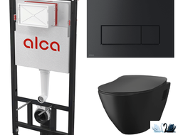 Унитаз с инсталляцией подвесной Creavit Terra черный матовый в комплекте с AlcaPlast AM101/1120 M578