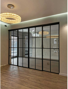 перегородка раздвижная в комнату прозрачная в клетку