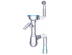 Сифон для кухни 3 1/2"х 40 отвод д/стир.машины, круглый перелив, г.т.40х40/50 [51020]