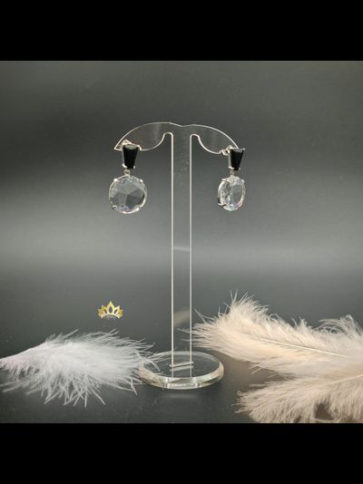 Серьги с прозрачным кристаллом 3,5см