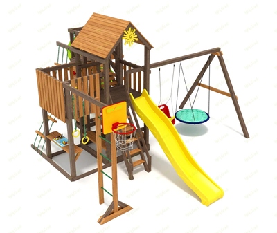 Детская площадка IgraGrad Панда Фани с балконом мод.1 и трубой 2.1м фото 1