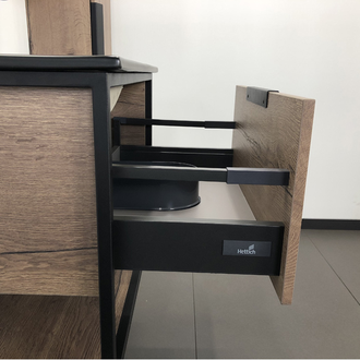 Тумба-умывальник "Бонн-90" дуб темный с раковиной COMFORTY 90E черная матовая