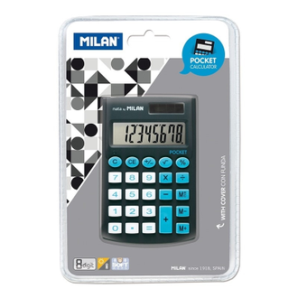 Калькулятор Milan 8-разряд, в чехле, двойное питание, чёрный 150908KBL