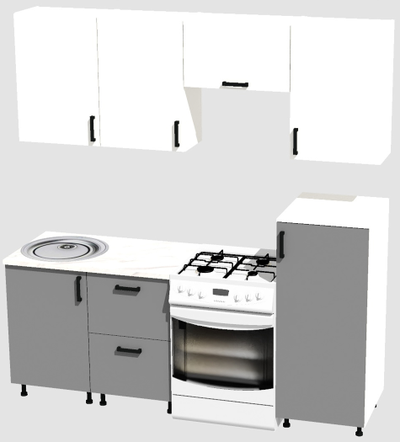 Кухня Эконом 1,5 метра с полуколонкой (1000х500) Цвет: Белый/Базальт