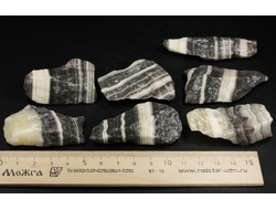 Кальцит полосатый (Зебра), необработанный, дикий образец в ассортименте, Китай (45-55 мм, 20-25 г) №37894