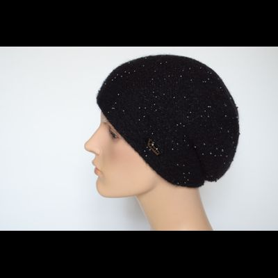 Черный женский берет с бисером Vizio Италия 1117