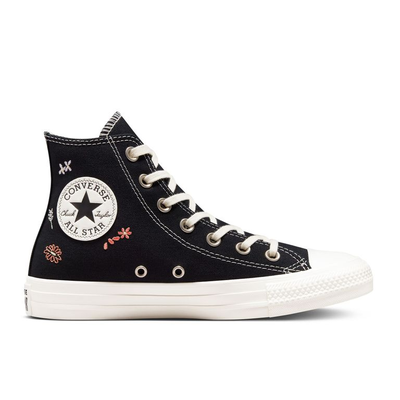 Кеды Converse All Star черные высокие с вышивкой