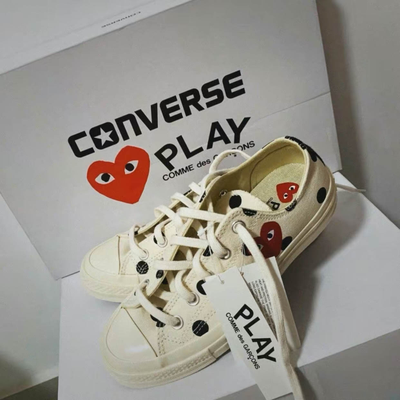 Летние Кеды Converse Comme des Garçons белые в горошек купить не дорого 157249C