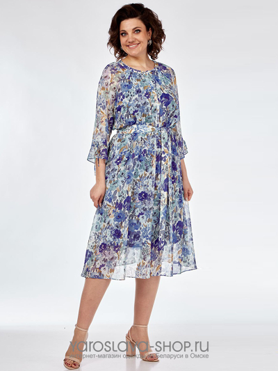 Женское шифоновое платье с цветочным принтом в нежных тонах