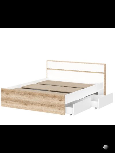 Брауни Кровать (1,6х2,0) Дуб Делано/Белый ( с основанием)