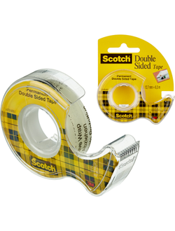 Клейкая лента канцелярская 3M SCOTCH 136D 12х6,3 двусторонняя