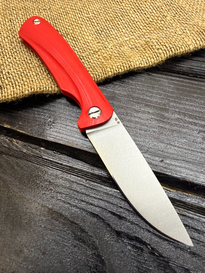 Фрикционный складной нож Микрос+ сталь VG-10, рукоять G10, цвет красный