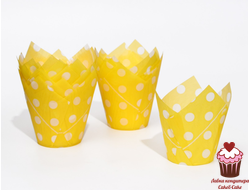 Форма для выпечки Тюльпан Желтый с горошек, 12 шт