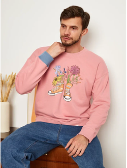 МУЖСКОЙ СВИТШОТ РОЗОВЫЙ "ЦВЕТОЧНЫЕ КЕДЫ"