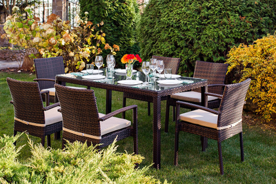 Обеденный комплект  MILANO темно-коричневый на 6 персон