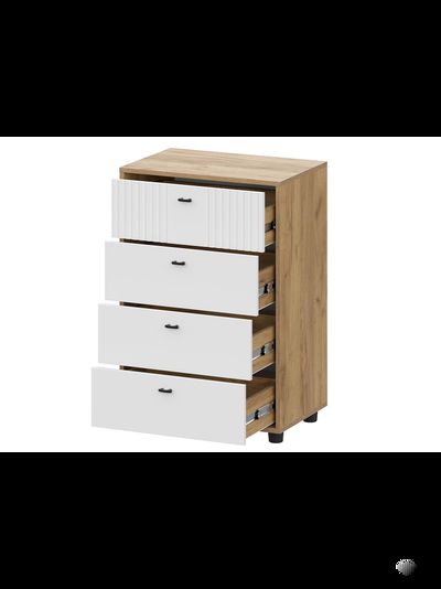 Милан Комод 4 ящика Дуб Золотой/Белый матовый
