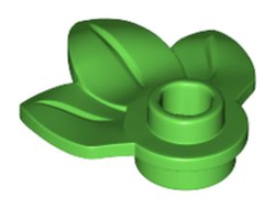 Plant Plate, Round 1 x 1 with 3 Leaves, Bright Green (32607 / 6182261)