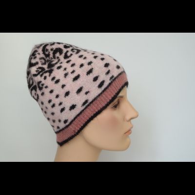 Пятнистая вязаная шапка розовая Vizio Италия ZS 8077 CY