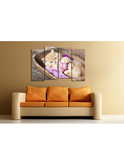 Модульная картина "Котенок с клубочком"