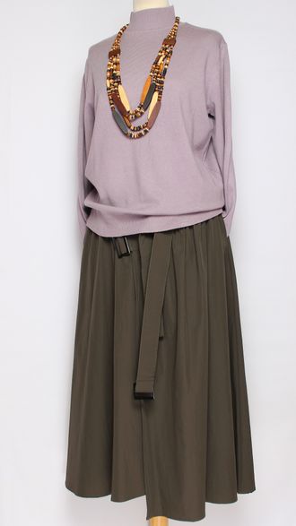 Юбка  "Широкая асимметрия хлястики" хаки до р.52