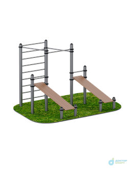 Комплекс из 2 скамеек для пресса и трех турников