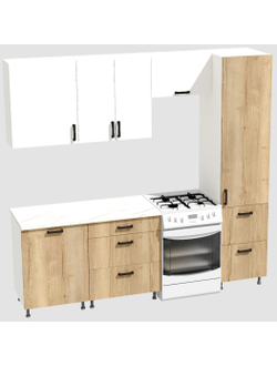 Кухня Эконом 1,8 метра с колонкой (1300х500) Цвет: Белый/Дуб Вотан