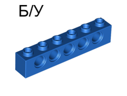 ! Б/У - Technic, Brick 1 x 6 with Holes, Blue (3894 / 389423) - Б/У