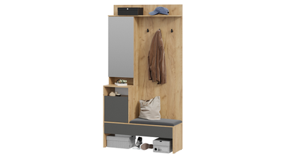 Прихожая Эвита Тип 2 - Секция комбинированная Тип 2 Дуб Крафт золотой/Графит