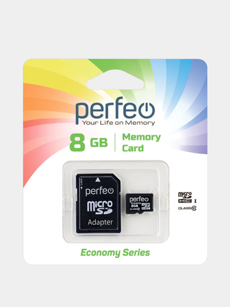 Карта памяти Perfeo microSD 8GB High-Capacity (Class 10) economy series