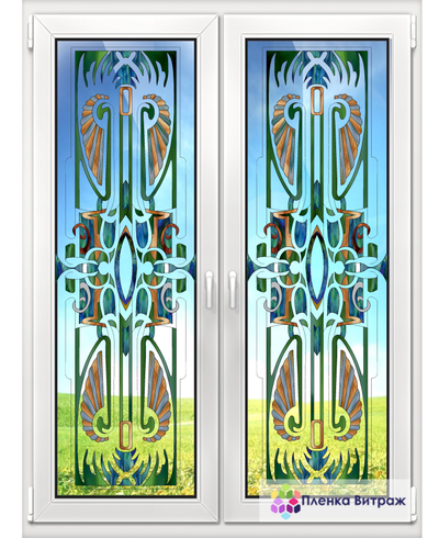 Витражная пленка, витражная пленка самоклеющаяся, пленочный витраж с классическим рисунком