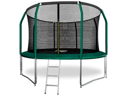 Батут Arland премиум 12FT с внутренней страховочной сеткой и лестницей (Dark green)