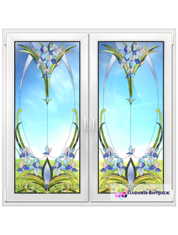 Витражная пленка, витражная пленка самоклеющаяся под заказ,пленочный витраж с цветочным рисунком
