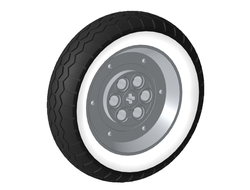 Wheel 62.3mm D. x 20.3mm Motorcycle with Molded White Wall Outer Rim Pattern with Black Tire 75.1mm D. x 20mm Motorcycle 84772pb01 / 80542, Light Bluish Gray (84772pb01c01)