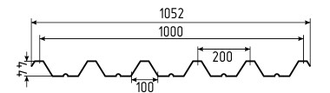 Профнастил НС-44, цинк (0.7мм)