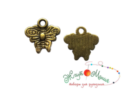 ПОДВЕСКА В ТИБЕТСКОМ СТИЛЕ "МОТЫЛЁК" - 10*9мм - АНТИЧНАЯ БРОНЗА