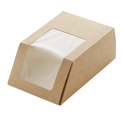Коробка с окном для половинок роллов (крафт/бел)