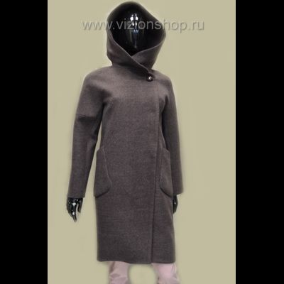 Пальто  весна с капюшоном Арти мода Arti moda 1777 коричневое