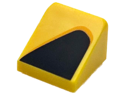 Slope 30 1 x 1 x 2/3 with Black and Bright Light Orange Curved Triangle / Vent Pattern Model Left Side, Yellow (54200pb121L 6507768)