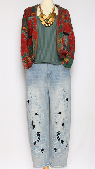 Жакет хлопок двойной "Строчёный короткий" красный до р.52