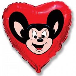 Шар (18&#039;&#039;/46 см) Сердце, Могучий мышонок, Красный, 1 шт.