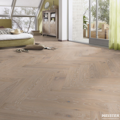 Паркетная доска PS 500 Meister Дуб витал Белоснежный 8803, масло в интерьере