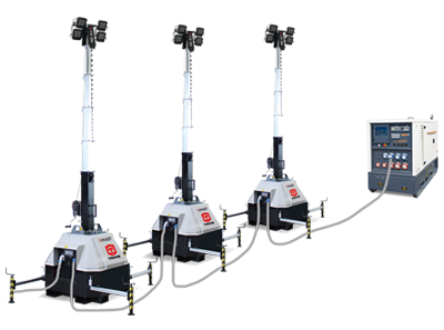 Мачта освещения TRIME X-MAST 4X160W LED 9M с питанием от генератора или сети 220 вольт