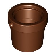 Minifigure, Utensil Bucket 1 x 1 x 1 Tapered with Handle Holders, Reddish Brown (95343 / 4626196)