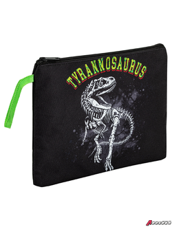 Папка для тетрадей BRAUBERG А5, 1 отделение, полиэстер, на молнии, с ручкой, «Tyrannosaur». 272203