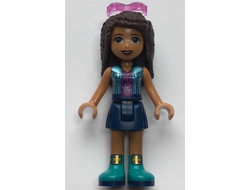 Friends Andrea - Dark Blue Skirt, Metallic Light Blue Vest over Magenta Top, Sunglasses, n/a (frnd338)