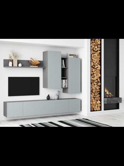 Сканди стенка МДФ НМ-001 Серый Шифер / Грин Грей Софт