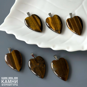 Кулон серцевидной формы фри-форм 34х25 мм из натурального камня, цена за штуку